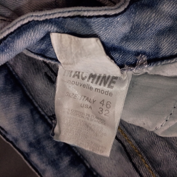 Machine Pour Neuf Mode Distressed Blue Jeans Size - Picture 3 of 3